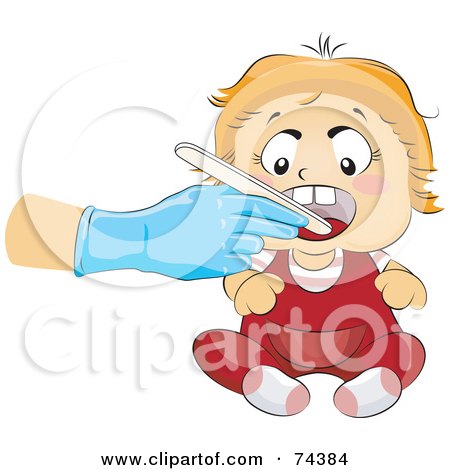 Royalty-Free (RF) Clipart Illustration of a Blond Baby Getting An Oral Check Up by BNP Design Studio