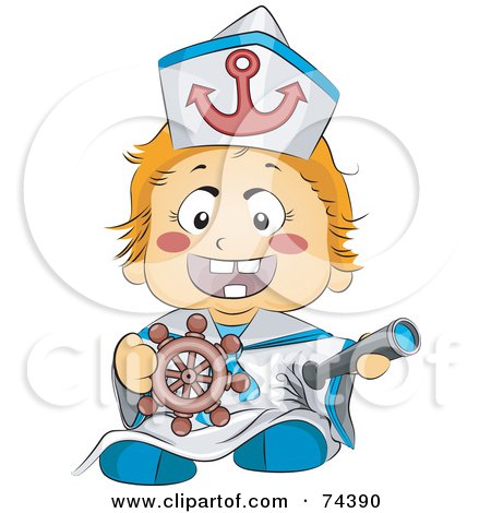 Royalty-Free (RF) Clipart Illustration of a Blond Baby Sailor by BNP Design Studio