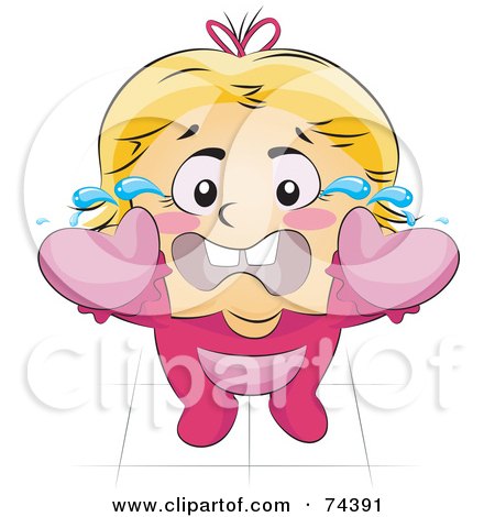 Royalty-Free (RF) Clipart Illustration of a Blond Baby Reaching Up And Crying by BNP Design Studio
