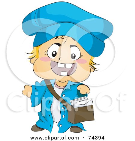 Royalty-Free (RF) Clipart Illustration of a Blond Baby Mail Man In Uniform by BNP Design Studio