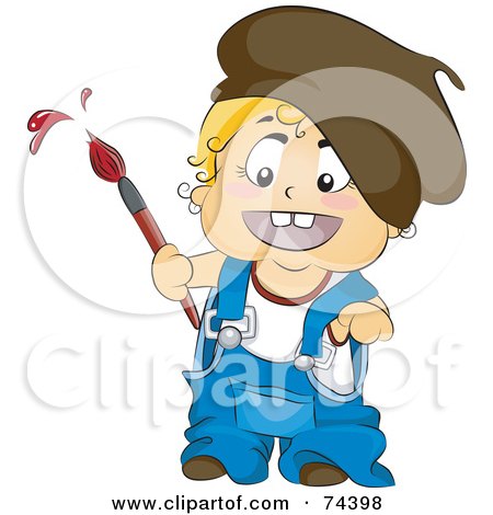 Royalty-Free (RF) Clipart Illustration of a Blond Baby Painter by BNP Design Studio