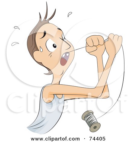 Royalty-Free (RF) Clipart Illustration of a Boy Pulling His Tooth Out With A String by BNP Design Studio