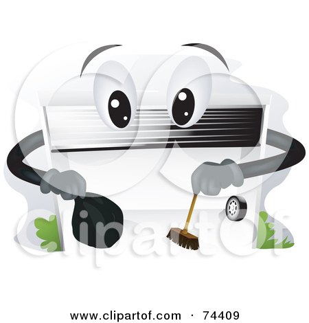 Royalty-Free (RF) Clipart Illustration of a Garage Door Character Cleaning by BNP Design Studio