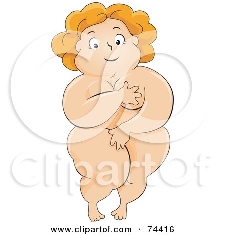 Royalty-Free (RF) Clipart Illustration of a Pleasantly Plump Woman Covering Her Nude Body by BNP Design Studio