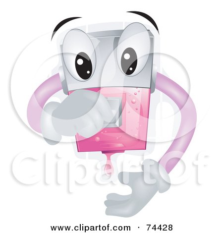 Royalty-Free (RF) Clipart Illustration of a Liquid Soap Dispenser Character Squirting Gel by BNP Design Studio