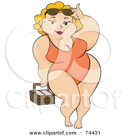 Royalty-Free (RF) Clipart Illustration of a Pleasantly Plump Woman In A Swimsuit by BNP Design Studio