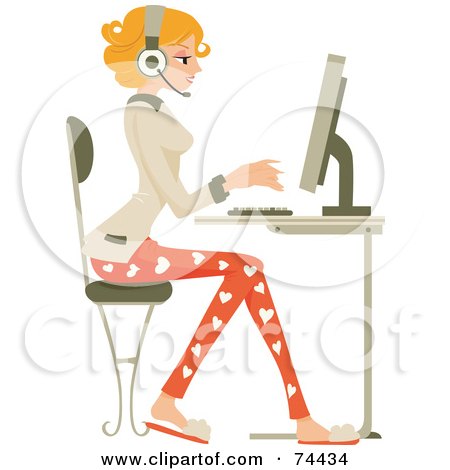 Royalty-Free (RF) Clipart Illustration of a Professional Woman Working On A Computer by BNP Design Studio