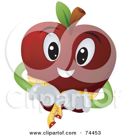 Royalty-Free (RF) Clipart Illustration of a Red Apple Character Measuring Itself by BNP Design Studio