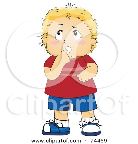 Royalty-Free (RF) Clipart Illustration of a Blond Little Boy In Thought by BNP Design Studio