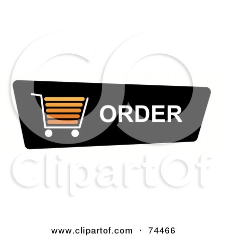 Royalty-Free (RF) Clipart Illustration of a Black Order Shopping Cart Button On White by oboy