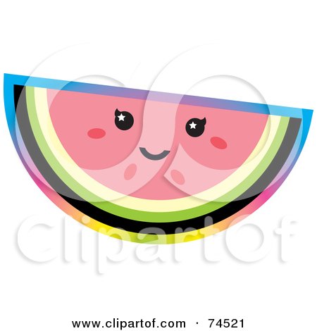 Royalty-Free (RF) Clipart Illustration of a Watermelon Face With A Colorful Gradient by Monica