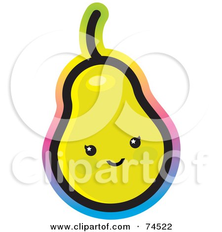 Royalty-Free (RF) Clipart Illustration of a Yellow Pear Face With A Colorful Gradient by Monica