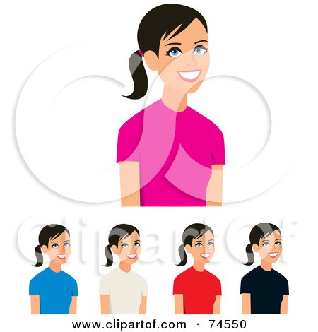 Royalty-Free (RF) Clipart Illustration of a Digital Collage Of A Teen Girl Wearing Different Colored T Shirts by Monica