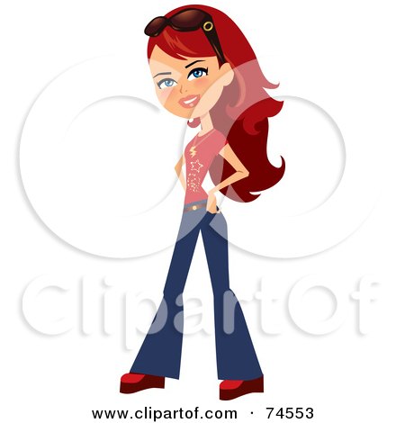 Royalty-Free (RF) Clipart Illustration of a Red Haired Teen Girl In Casual Clothes by Monica