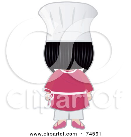 Royalty-Free (RF) Clipart Illustration of a Little Asian Chef Girl Facing Away by Melisende Vector