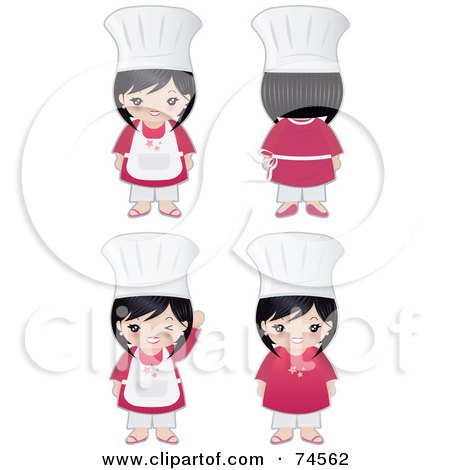 Royalty-Free (RF) Clipart Illustration of a Digital Collage Of An Asian Chef Girl by Melisende Vector