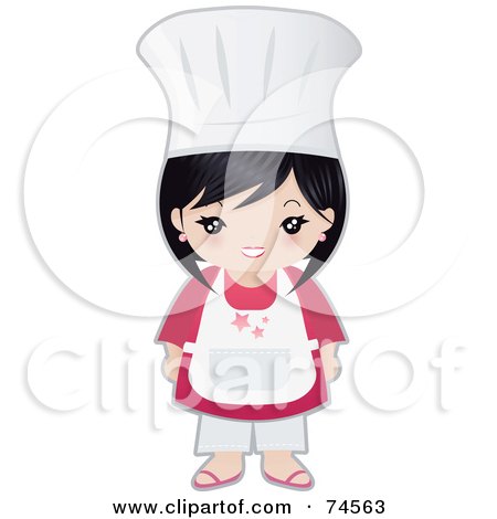 Royalty-Free (RF) Clipart Illustration of a Little Asian Chef Girl Facing Forward by Melisende Vector