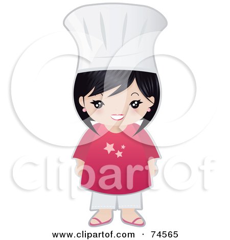 Royalty-Free (RF) Clipart Illustration of a Little Asian Chef Girl Facing Front by Melisende Vector