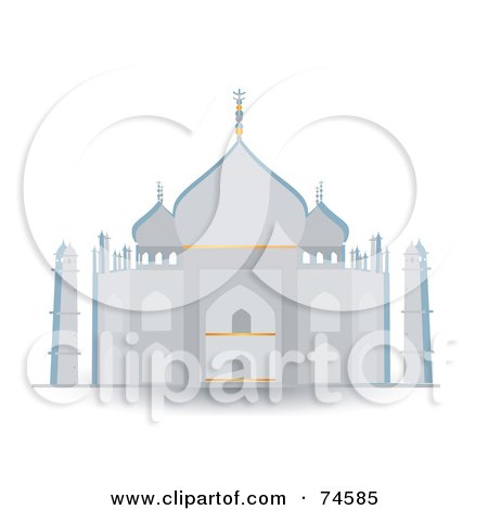 Royalty-Free (RF) Clipart Illustration of The Taj Mahal Mausoleum In Gray And Blue by Melisende Vector