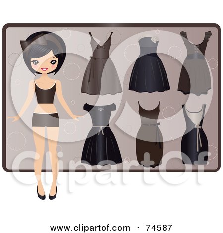 Royalty-Free (RF) Clipart Illustration of an Asian Teenage Paper Doll Girl With Different Dresses by Melisende Vector