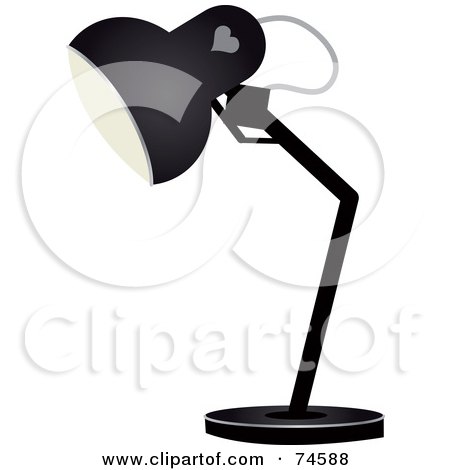 Royalty-Free (RF) Clipart Illustration of a Black Desk Lamp With A Heart Symbol by Melisende Vector