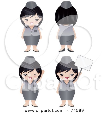 Royalty-Free (RF) Clipart Illustration of a Digital Collage Of A Chubby Asian Woman In A Uniform by Melisende Vector