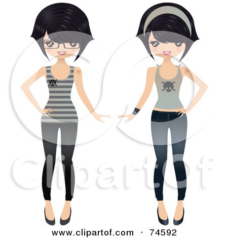 Royalty-Free (RF) Clipart Illustration of a Digital Collage Of A Fashionable Asian Teenage Girl by Melisende Vector