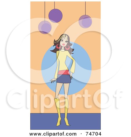 Royalty-Free (RF) Clipart Illustration of a Stylish Retro Woman In A Skirt And Boots by peachidesigns