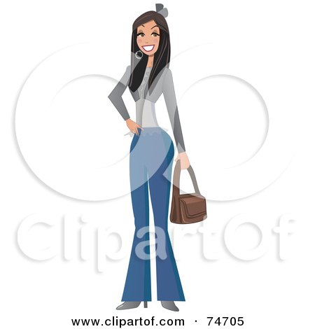 Royalty-Free (RF) Clipart Illustration of a Stylish Latina Woman Carrying A Purse by peachidesigns