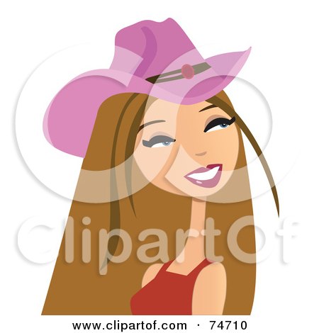 Royalty-Free (RF) Clipart Illustration of a Dirty Blond Western Cowgirl Wearing A Pink Hat by peachidesigns