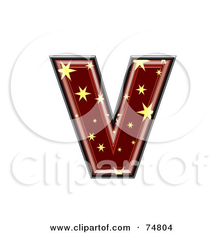 Royalty-Free (RF) Clipart Illustration of a Starry Symbol; Lowercase Letter v by chrisroll
