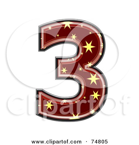Royalty-Free (RF) Clipart Illustration of a Starry Symbol; Number 3 by chrisroll