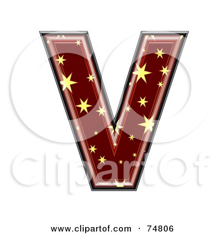 Royalty-Free (RF) Clipart Illustration of a Starry Symbol; Capital Letter V by chrisroll