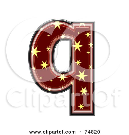 Royalty-Free (RF) Clipart Illustration of a Starry Symbol; Lowercase Letter q by chrisroll