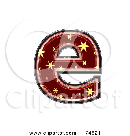 Royalty-Free (RF) Clipart Illustration of a Starry Symbol; Lowercase Letter e by chrisroll