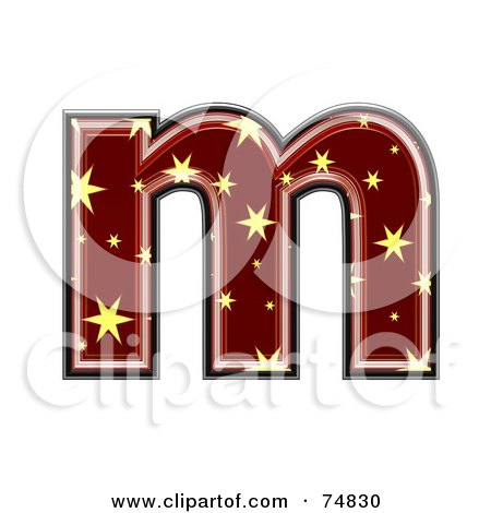 Royalty-Free (RF) Clipart Illustration of a Starry Symbol; Lowercase Letter m by chrisroll