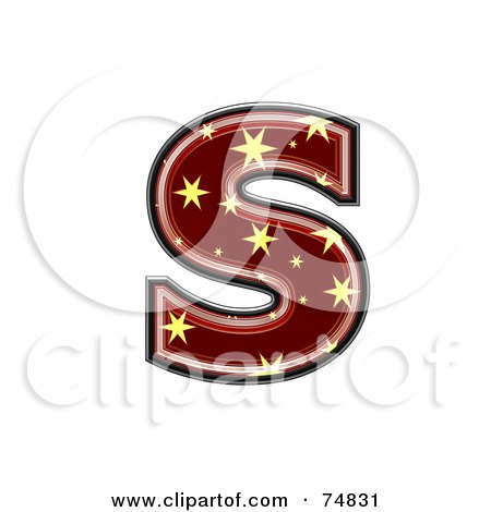 Royalty-Free (RF) Clipart Illustration of a Starry Symbol; Lowercase Letter s by chrisroll
