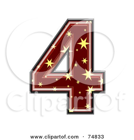 Royalty-Free (RF) Clipart Illustration of a Starry Symbol; Number 4 by chrisroll