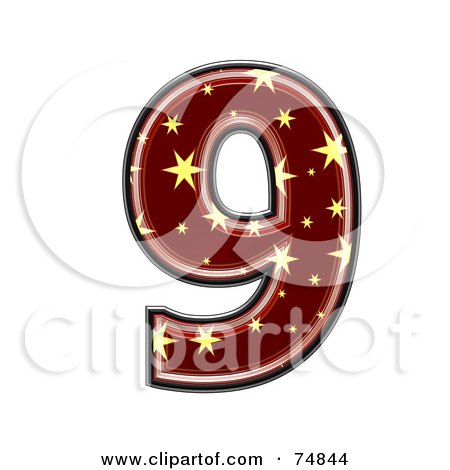 Royalty-Free (RF) Clipart Illustration of a Starry Symbol; Number 9 by chrisroll