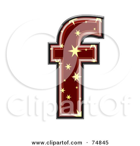 Royalty-Free (RF) Clipart Illustration of a Starry Symbol; Lowercase Letter f by chrisroll