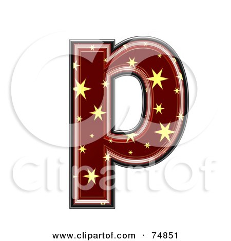 Royalty-Free (RF) Clipart Illustration of a Starry Symbol; Lowercase Letter p by chrisroll