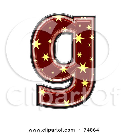 Royalty-Free (RF) Clipart Illustration of a Starry Symbol; Lowercase Letter g by chrisroll