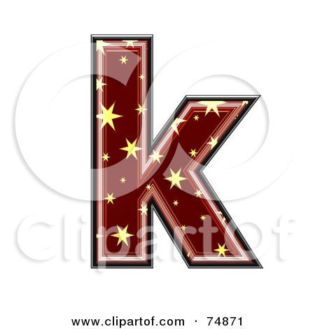 Royalty-Free (RF) Clipart Illustration of a Starry Symbol; Lowercase Letter k by chrisroll
