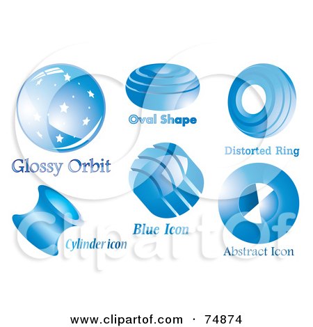 Royalty-Free (RF) Clipart Illustration of a Digital Collage Of Six Round Blue Logo Icons by MilsiArt