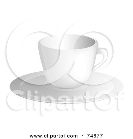 Royalty-Free (RF) Clipart Illustration of a Clean White Coffee Cup On A Saucer Plate by MilsiArt