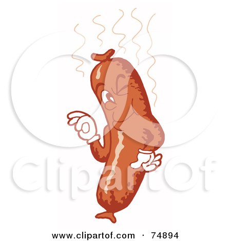 Royalty-Free (RF) Clipart Illustration of a Winking Sausage Link by LaffToon