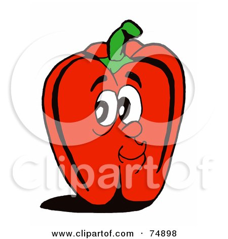 Royalty-Free (RF) Clipart Illustration of a Red Bell Pepper Face by LaffToon