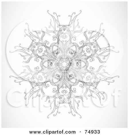 Royalty-Free (RF) Clipart Illustration of a Black And White Ornate Snowflake Element by BestVector