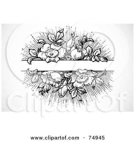 Royalty-Free (RF) Clipart Illustration of a Black And White Rose Burst Text Box by BestVector
