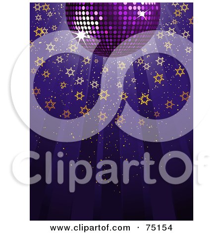 Royalty-Free (RF) Clipart Illustration Of A Purple Disco Ball With Shining Starry Light by elaineitalia